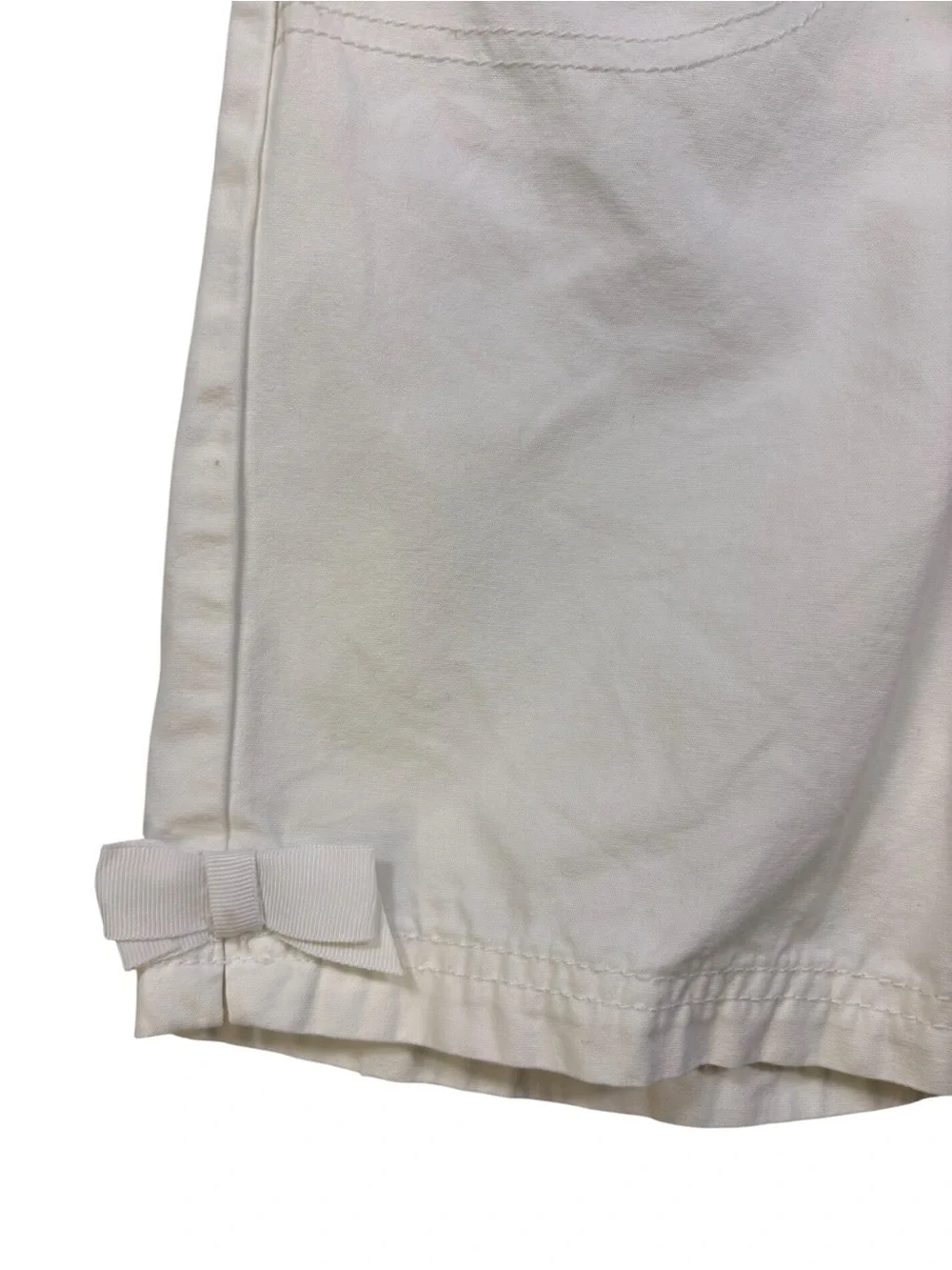 Gymboree White Cotton Adjustable Waist Bermuda Shorts with Side Bows